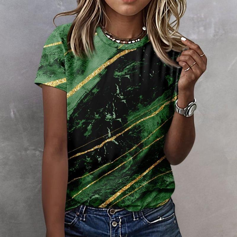 Women's 3d Printed Short Sleeves Round Neck Vintage Short Sleeves Summer Loose Tops Tops Women's Summer T-Shirts