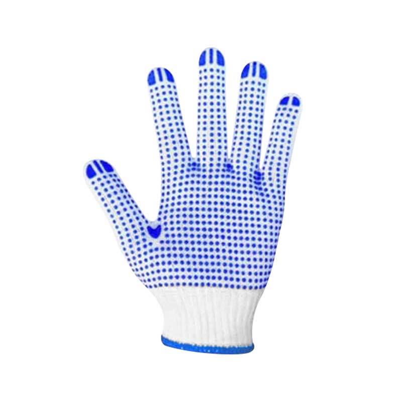 Handun HD-720G-10 Blue Dot Polyester-Cotton Work Gloves One Size