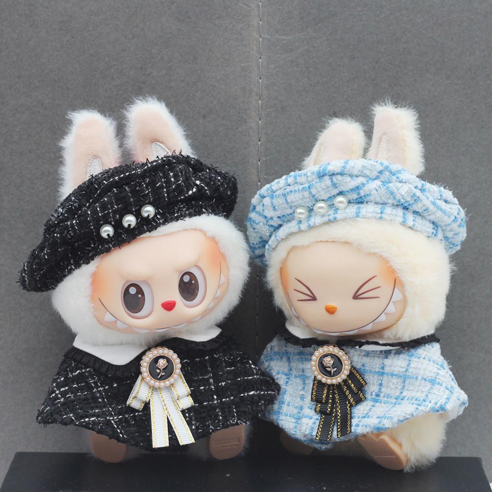 For 17cm Labubu Doll Clothes Fashion Clothes Hat Cape Doll Clothes Color Match Hoodies Dolls Accessories Cute Decoration Little Clothes