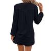 Women Fashion Casual 2 Piece Set V Neck Long Sleeve Shirts And Drawstring Shorts Sets