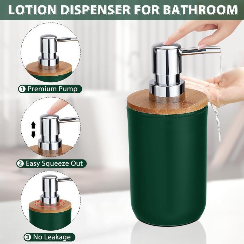 Bathroom Accessories Set - with Trash Can Toothbrush Holder Soap Dispenser Soap and Lotion Set Tumbler Cup