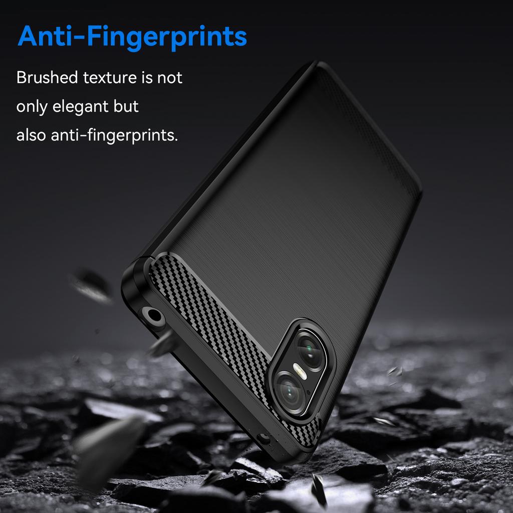 For Sony Xperia 10 VI Case with Screen Film WANLONFENG LS Series Big Lens Hole Brushed Texture TPU Phone Cover