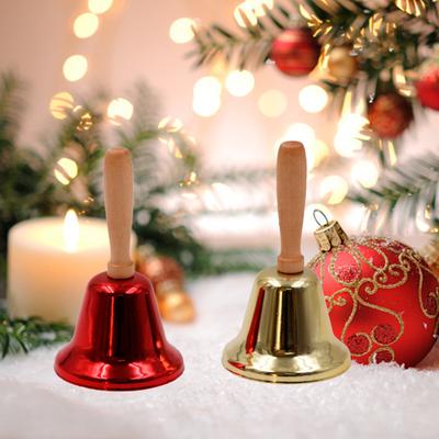 Handglocke Eisenkunst Holzgriff Glocke Festivaldekoration Handgehaltene Klingelglocke Weihnachtsfeier Serviceglocke Partyzubehör