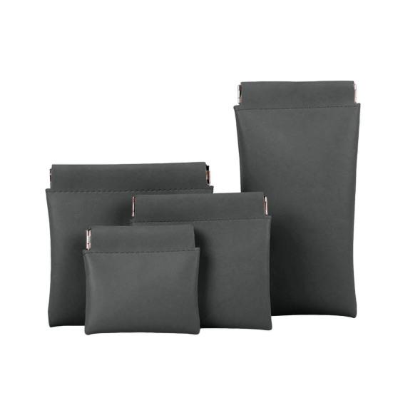 4Pcs/Set Snap Closure Pouch Waterproof Faux Leather Travel Organizer Bag Portable Self Closing Makeup Pouch for Cosmetics Lipstick Jewelry Cables