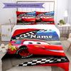 3pcs Custom Name Cars Bedding Set Duvet Cover Closure Includes 1 Duvet Cover & 2 Pillowcases, Soft and Comfortable for All Seasons.