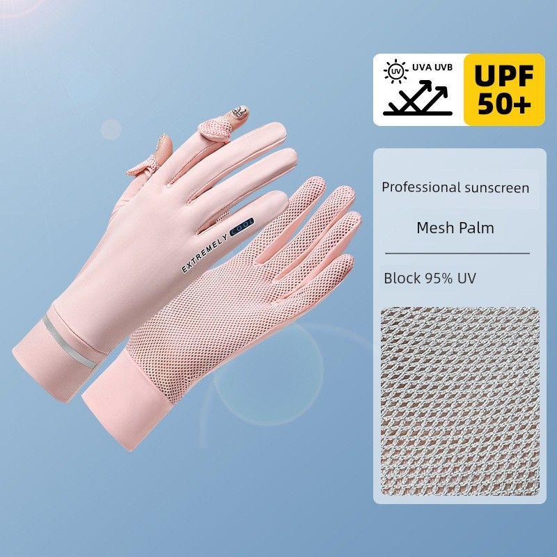 

Ice Silk Ice Sleeve Gloves Integrated Sun Protection Oversleeve Women Long Finger Division Summer Sleeve Driving Thin Arm Protection Breathable Reflective strip short pink]