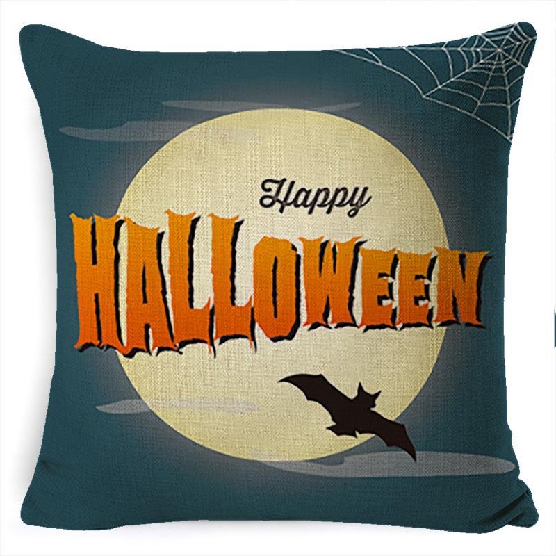 Halloween Pillow Pumpkin Little Witch Horror Cushion Linen Cushion Cover Holiday Party Pillow Cover Bed Backrest