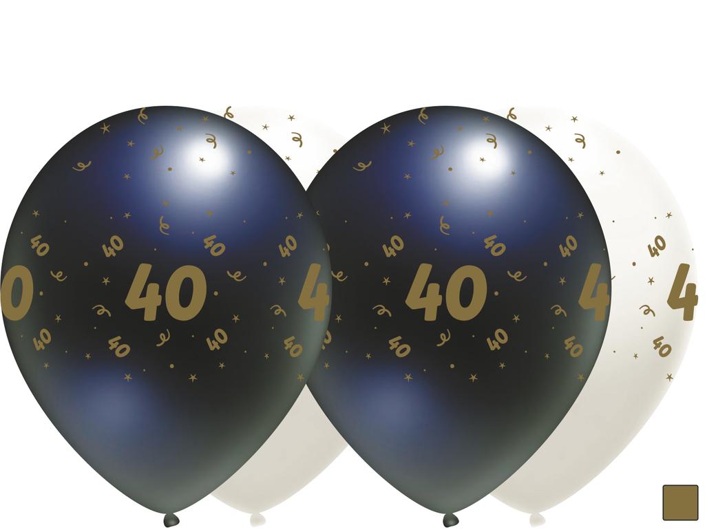 Balony Urodzinowe Białe, "40", 30Cm, 50 Szt.