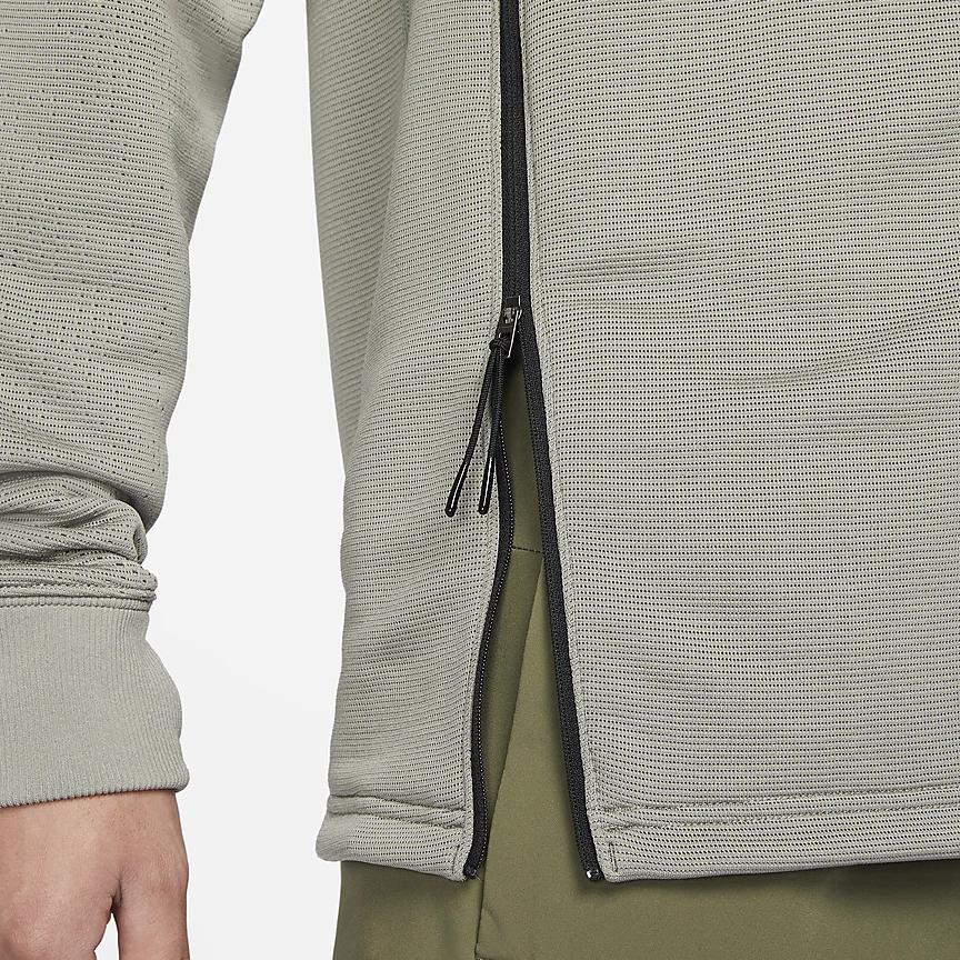 Nike A.P.S. Solid Crew Neck Casual Long Sleeve T-Shirt Men Tops Dark-Mud-Gray FN2974-053