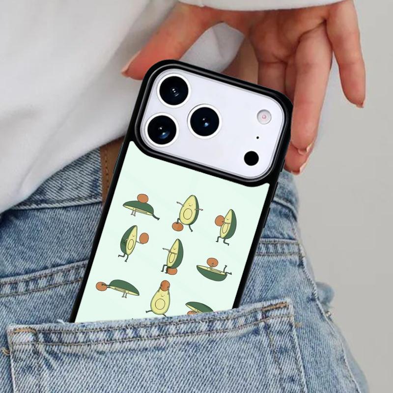 cute cartoon Avocado Fitness Phone Case for iPhone 16e 15 14 13 12 17 Pro Max Plus Air 17pro Cover Coque