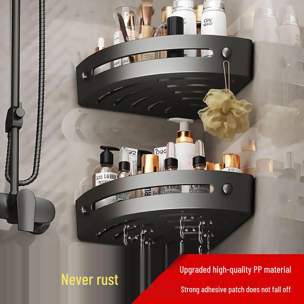 Punch-Free Wall-Mounted Corner Shelf for Bathroom or Kitchen