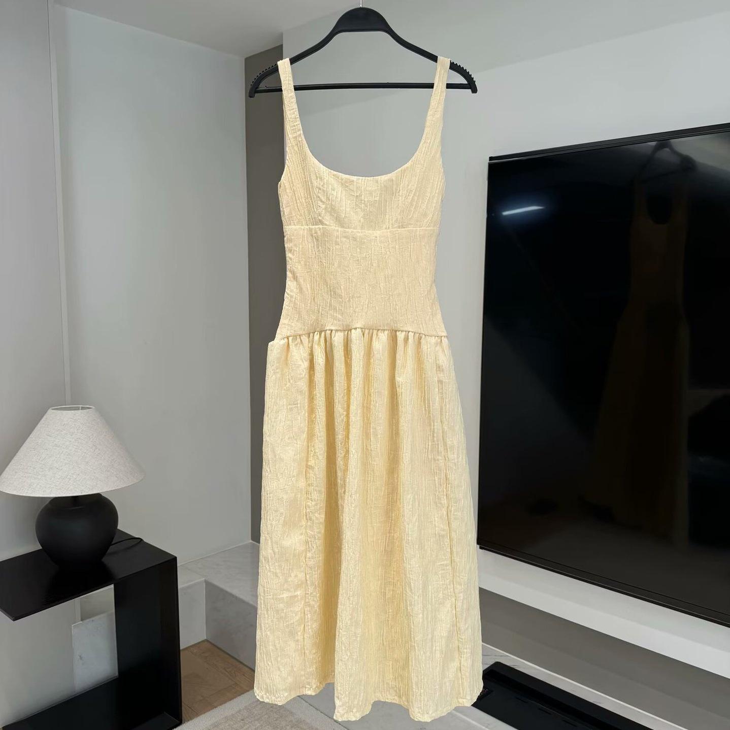 

TAOP&ZA Women s Elegant Summer Waist-Hugging Spliced Dress Large