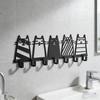 ZNMW Five-Cat Design Carbon Steel Wall Hooks (2-Pack)