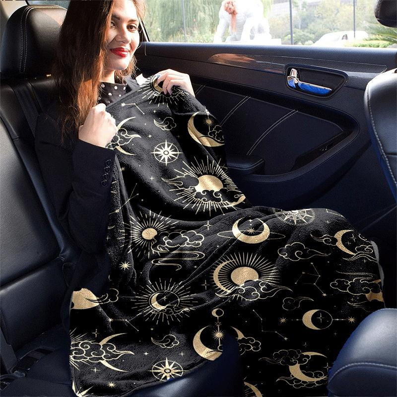 1pc Moon Printing Lightweight Flannel Blanket, Comfortable and Warm Blanket, for Camping Sofa Bed and Couch Office, Suitable for Gift Blanket