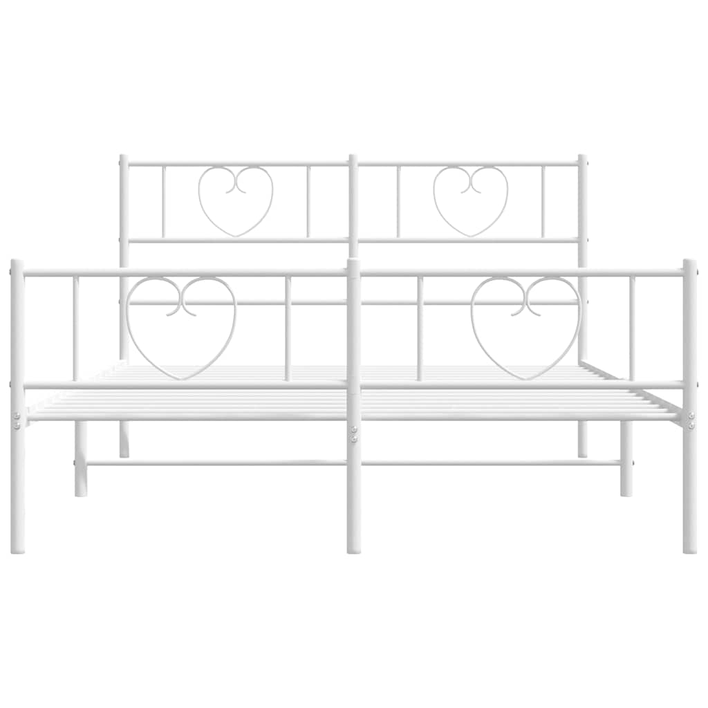 Metal Bed Frame with Headboard and Footboard White 150x200 cm