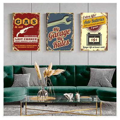 And Prints Garage Retro Wall Art Canvas Painting Gas Auto Parts Batteries Picture Wall Decor Car Service Sign Vintage Posters