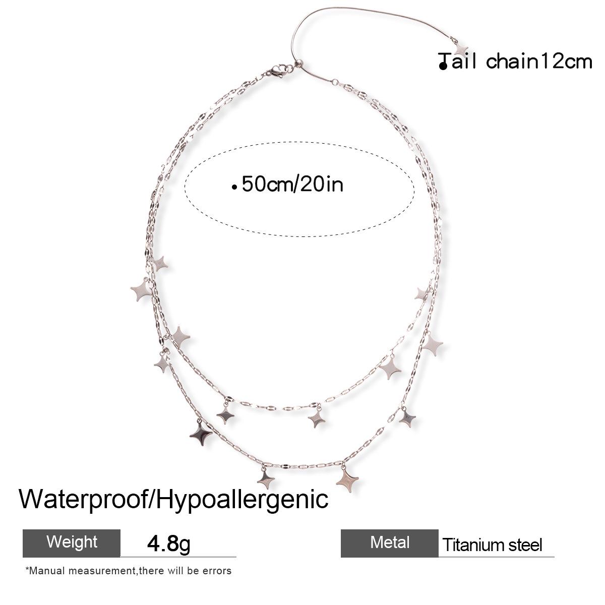 

Ожерелье из нержавеющей стали в стиле «легкая роскошь» с кисточкой-звездой: Высококлассная двухслойная ключичная цепочка для женской моды