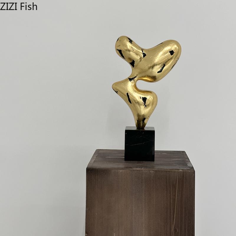 Minimalist Gold-plated Geometric Statue Desk Decoration Abstract Artwork Ornaments Creative Sculpture Room Aesthetic Decor