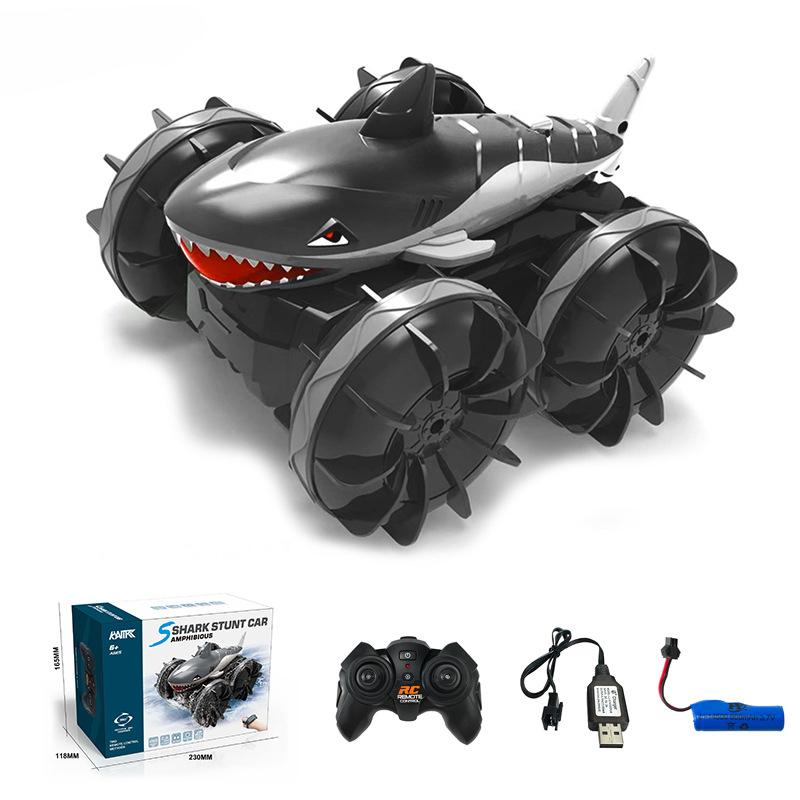 1:24 Four-wheel Drive Amphibious Shark Head Stunt Car Gesture Sensing Drift Remote Control Drift Vehicle Model Toy Gift For