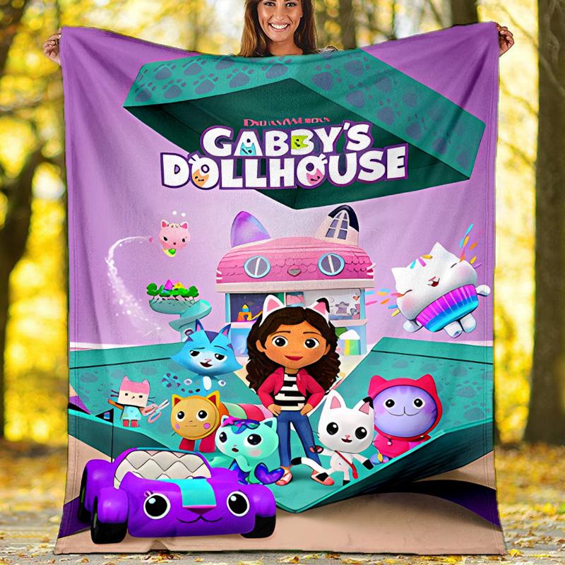 Gabby's Dollhouse printed throw blanket—lightweight,soft,warm;versatile blanket for all seasons—perfect as &air-conditioning throw,nap blanket