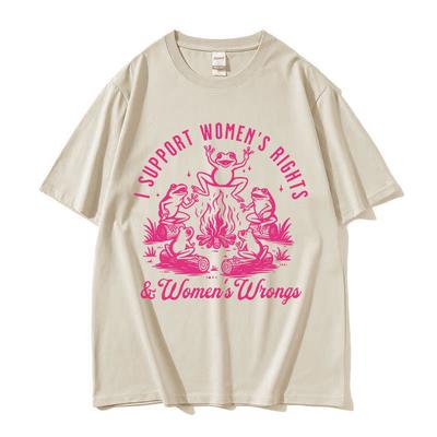 I Support Womens Rights and Wrongs Frog Funny Meme T Shirts Men Women Retro ONeck Fashion Oversized Cotton Tshirt Summer Tops