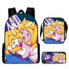 Lankybox Cartoon Pattern Backpack Shoulder Bag Pencil Case Three Piece Set