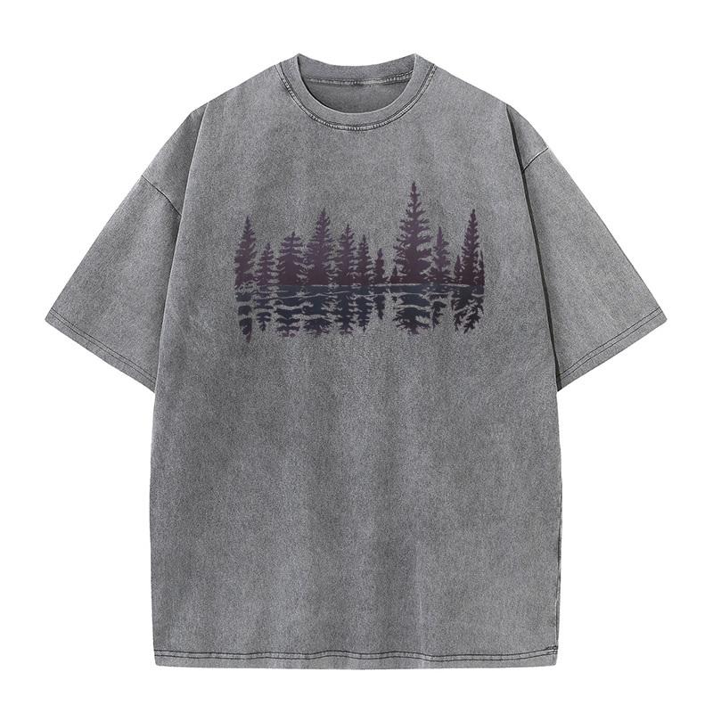 Letter Plants and Trees O Neck Vintage T Shirt Lovers Day Tees Short Sleeve for Male Discount Pure Cotton Funny Washed Tshirts