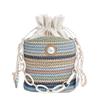 New pearl cute bucket bag diagonal span pearl straw bag cotton woven beach bag mini drawstring bag