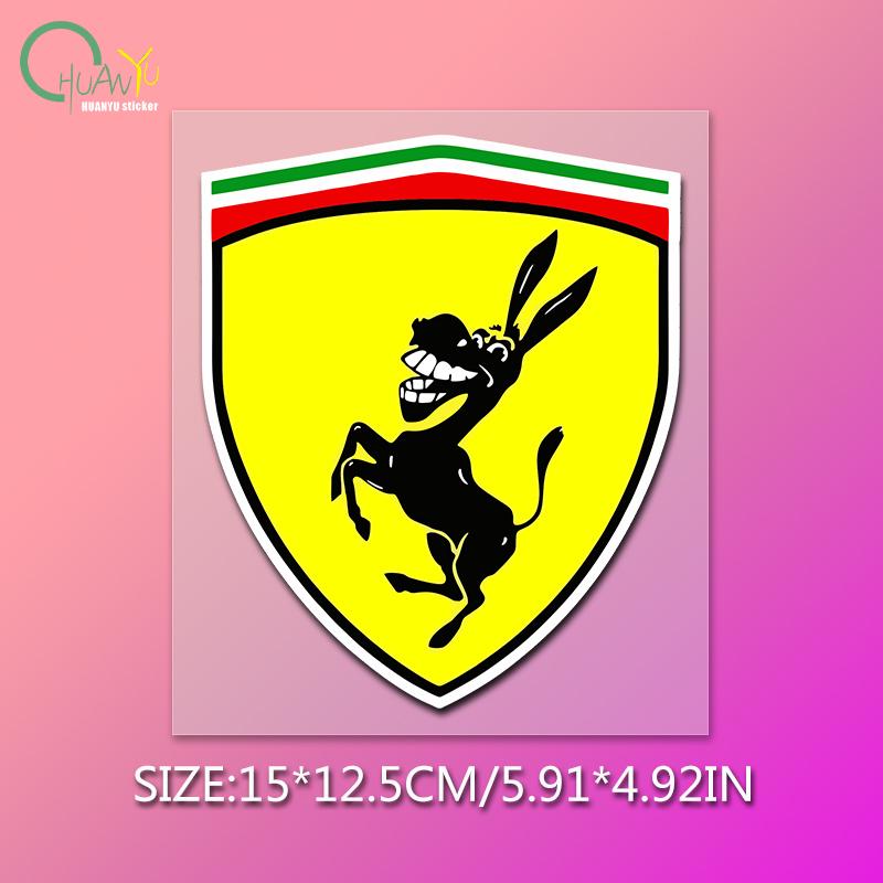 Наклейка на автомобиль с рисунком осла, светоотражающая самоклеящаяся наклейка, украшение, наклейки-щиты, замена для Ferrari 15x12.5cm
