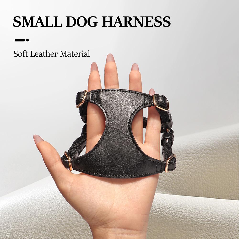 PU Leather Dog Harness Leash Set Durable Puppy Dog Harnesses Soft Pet Vest With Walking Lead For Small Medium Dogs Chihuahua Pug