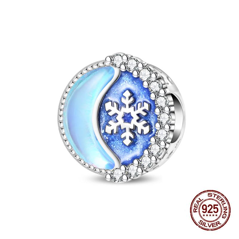 Original 925 Silver Charms Beads Winter Snowflake Snowman Igloo Penguin Pendants Fit Bracelet Charms Women Jewelry Gift