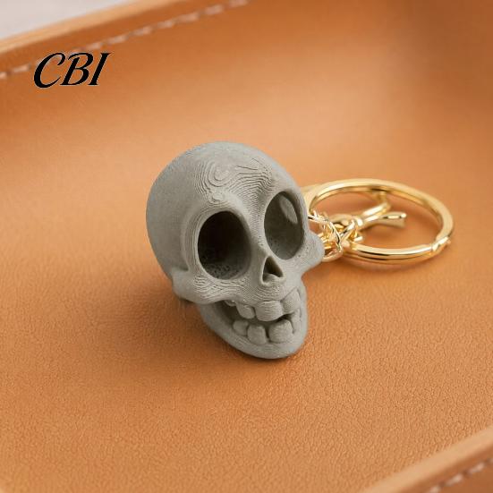 Stable Display Ornaments 3D Printed Cute Skull Keychain, Artistic Tabletop Ornament with Matte Finish, Creative Bag Charm Base Decoration Key Ring for