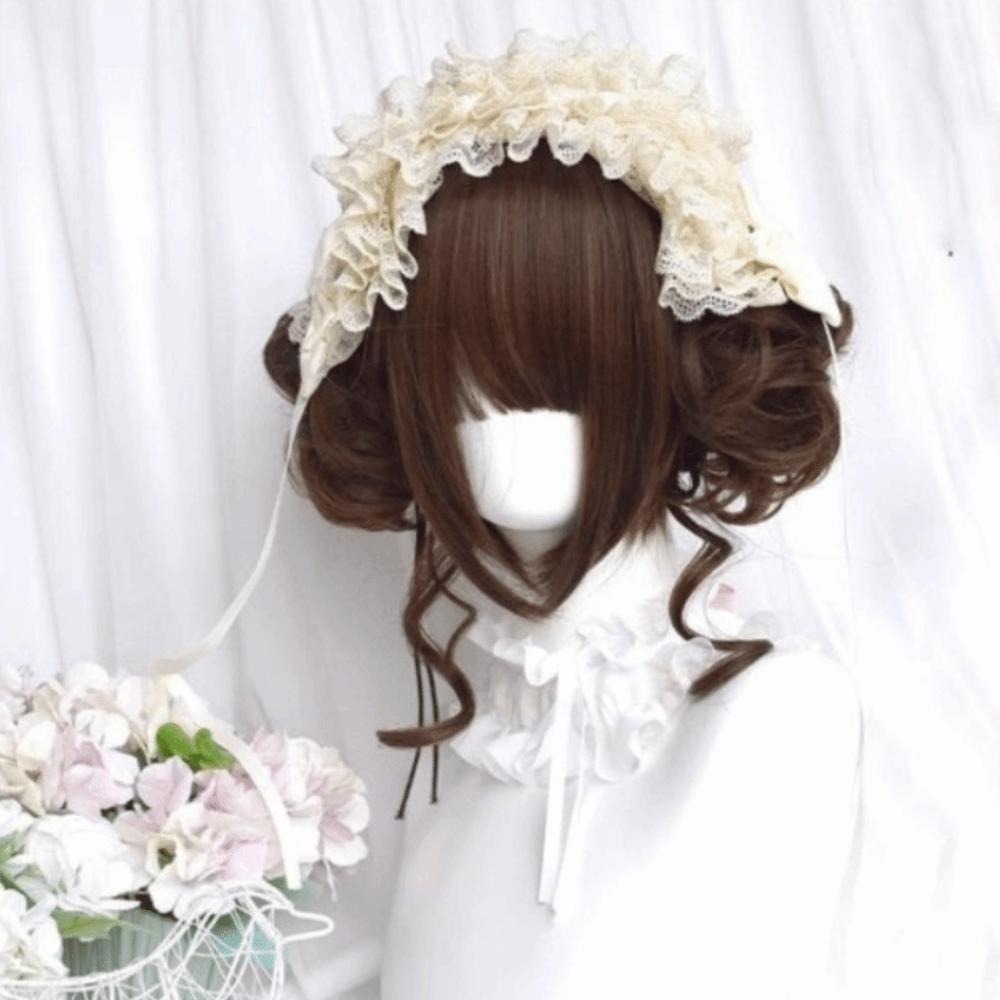 Cosplay Lolita Wig with Bangs Synthetic Halloween Harajuku Wig Party коричневый