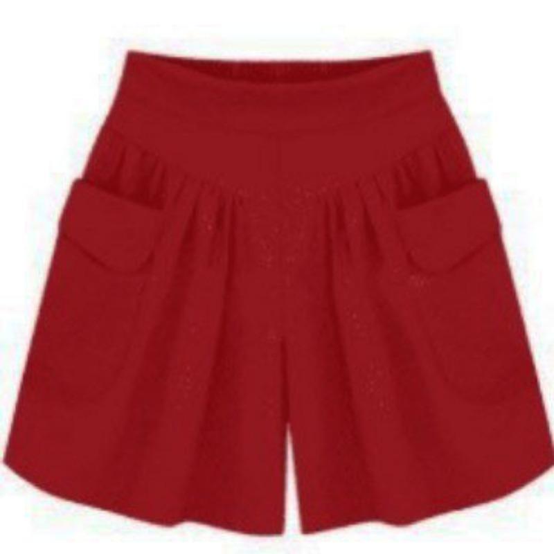 Women's Sky Blue High Waist Wide Leg Shorts Elasticated Waist Casual Summer Shorts with Pockets