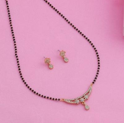 24K Gold Plated Three Star Necklace Set Mangalsutra