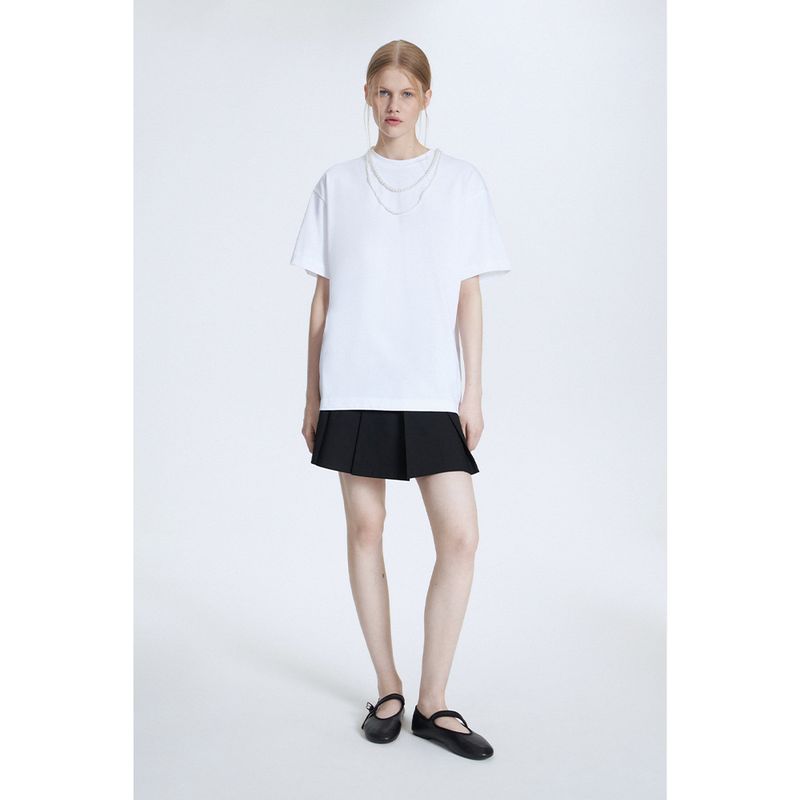 

Foreign Trade Original Order Lim * E American Casual T-shirt Can Wear Necklace There Is No Pearl Self-Matching Necklace Or Pearl Here White Reading Chart XS