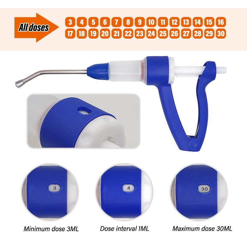 30ml Multifunktionale Veterinärmedizin-Fütterungsspritze mit großvolumigem Behälter/Ohne Behälter Dauerfütterungspistole für Rinder