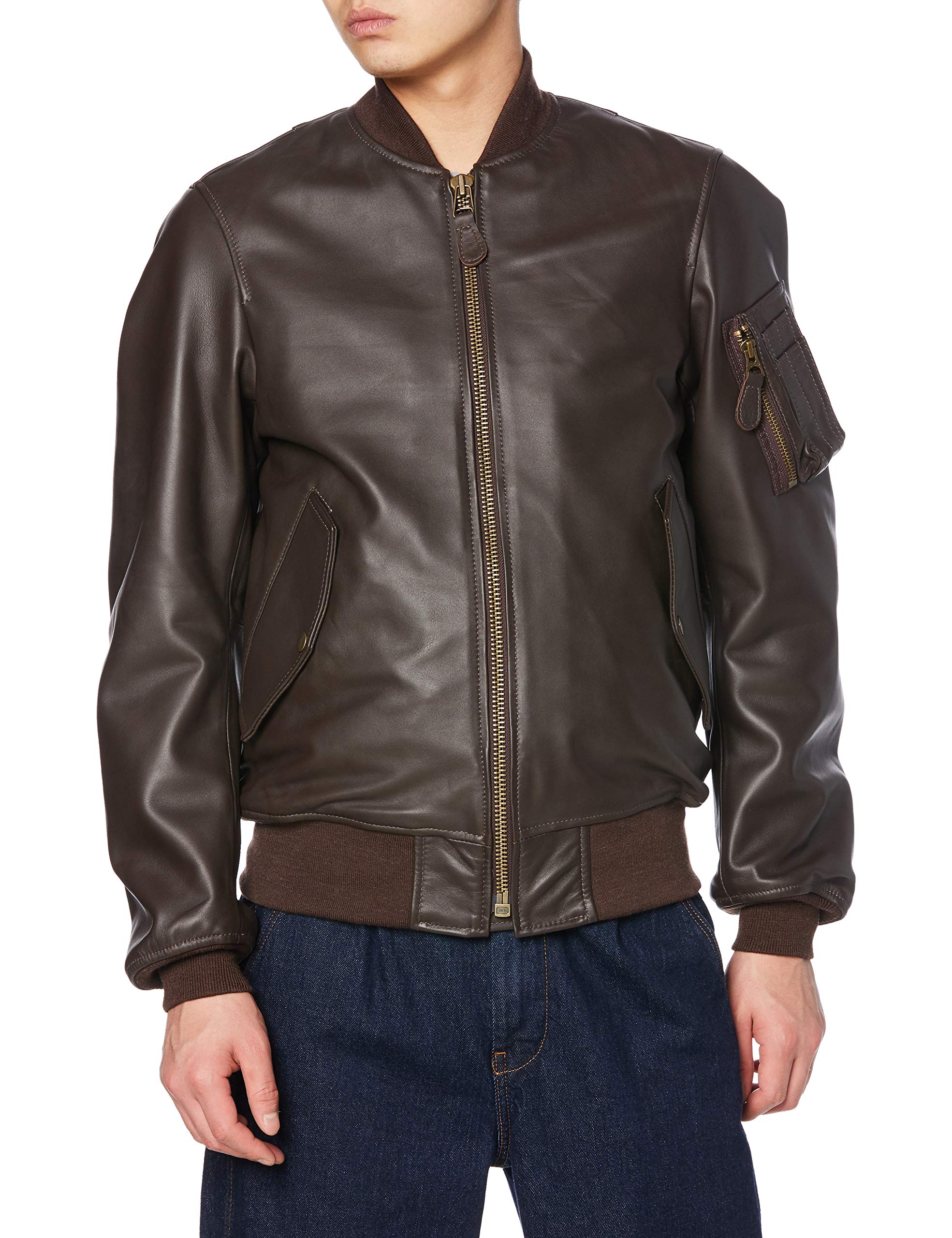 

LEATHER 8191 BROWN Japan L to Japanese size [Houston] MA-1 Men s (equivalent L) коричневий