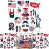 American Independence Day Photo Props Set With 20 Paper Party Decorations For Celebrations