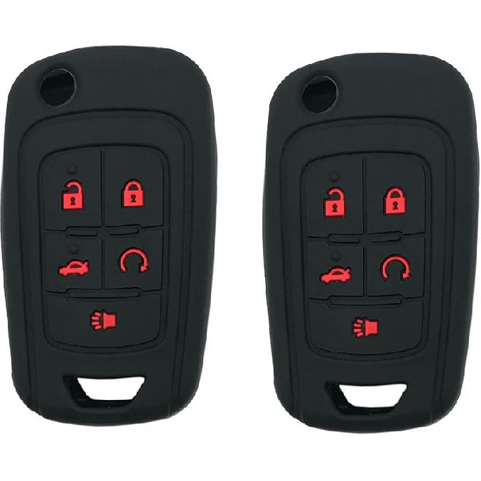 5 Buttons Silicone Protector Key Fob Cover Case fit for Chevy Camaro Cruze Malibu Equinox Sonic Impala Keyless Entry Key Fob