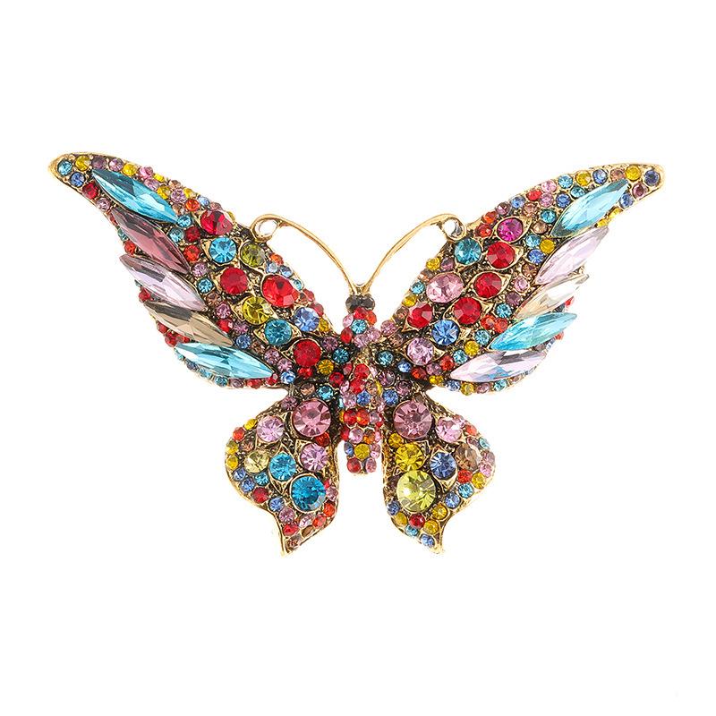 Exquisite European & American Crystal Butterfly Brooch Pin with Classic Shoe Buckle Design