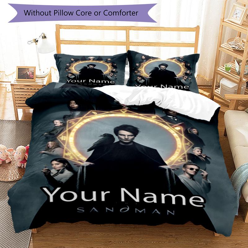 3pcs Custom Name Sandman Bedding Set Duvet Cover Closure Includes 1 Duvet Cover & 2 Pillowcases, Soft and Comfortable for All Seasons.