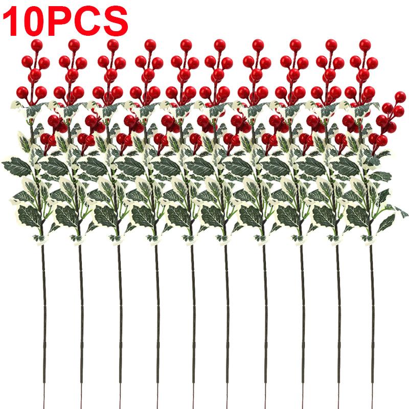 Artificial Berries Holly Red Berries Green Leaf Branches Dining Table Flower Arrangement Decoration DIY Xmas Tree Pendants