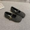 Fur Lining Women Flats Shoes Comfort Round Toe Soft Sole Shoes Outdoor Warm Short Plush Mary Jane Shoes For Autumn Winter