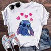 New Disney Women T-shirt Kawaii Lilo Stitch Print Tee Shirts Fashion Short Sleeve T Shirt Female Streetwear Y2k Clothes Top