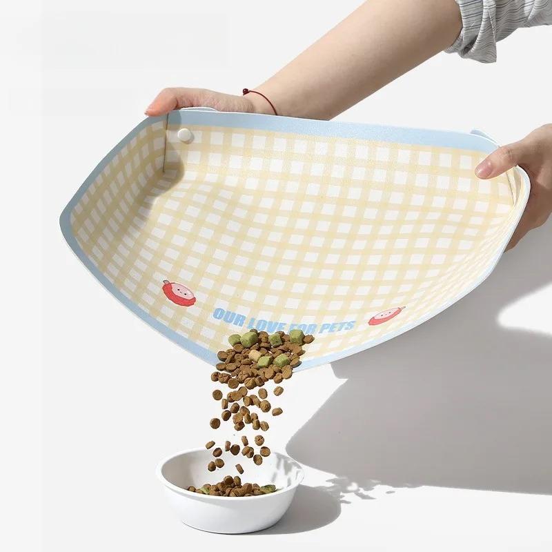 PU Leather Pet Anti Spill Placemat Waterproof Oil Resistant Cat Bowl Mat INS Pet Feeding Mat Pet Food Feeding Pad