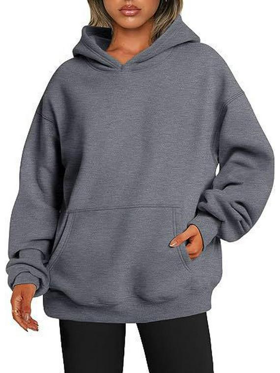 Unisex Autumn/Winter Loose Fit Velour Hoodie with Drop Shoulders