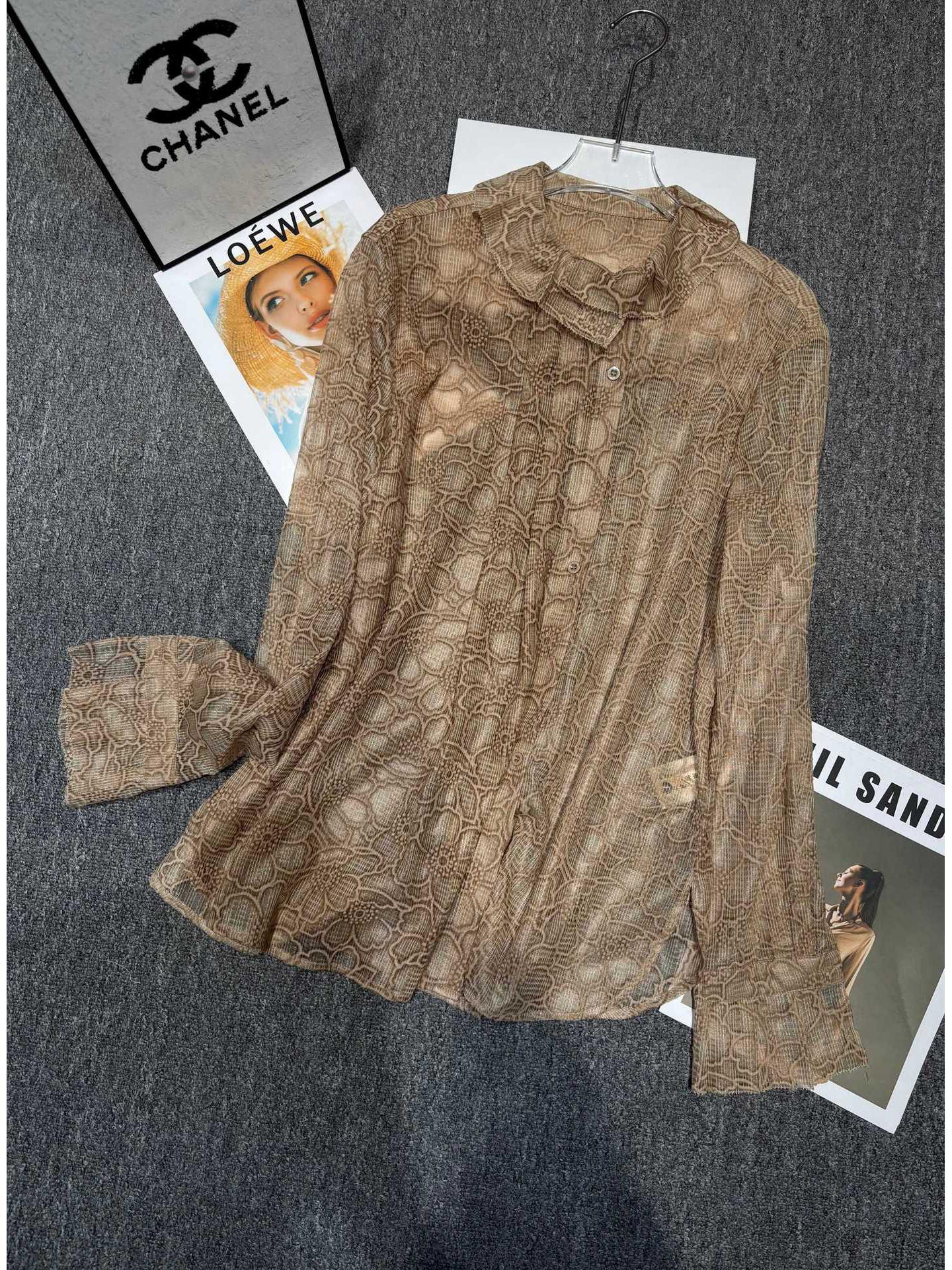 2026 Spring Retro High-End Ruffled Lace Collar Long Sleeve Loose Fashionable Shirt M кофейный