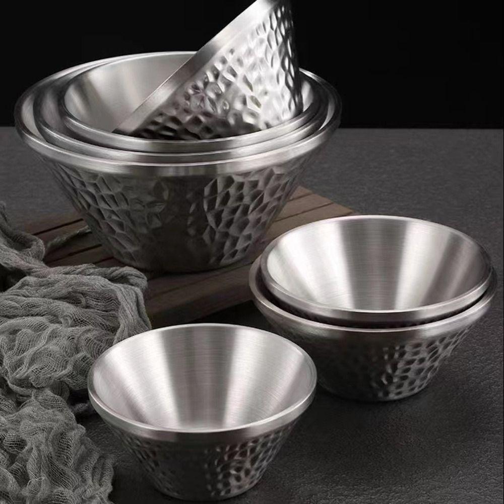 Double Walled Insulated Soup Bowls SUS304 Stainless Steel Ice Cream Bowl for Sauces Rice Noodle