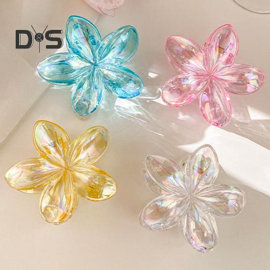 Women Hair Clip Transparent Gradient Color Back Head Hair Claw Strong Grip Shark Hair Accessories Daily Wear
